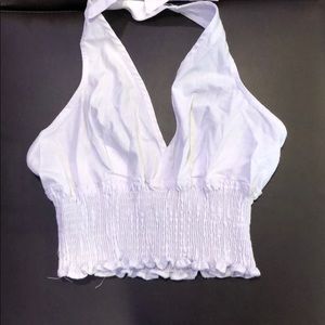 Small White Halter Top Open Back